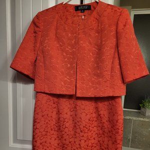 Kasper Jacquard Textured 2pc Sleeveless Dress With Jacket Size 4P